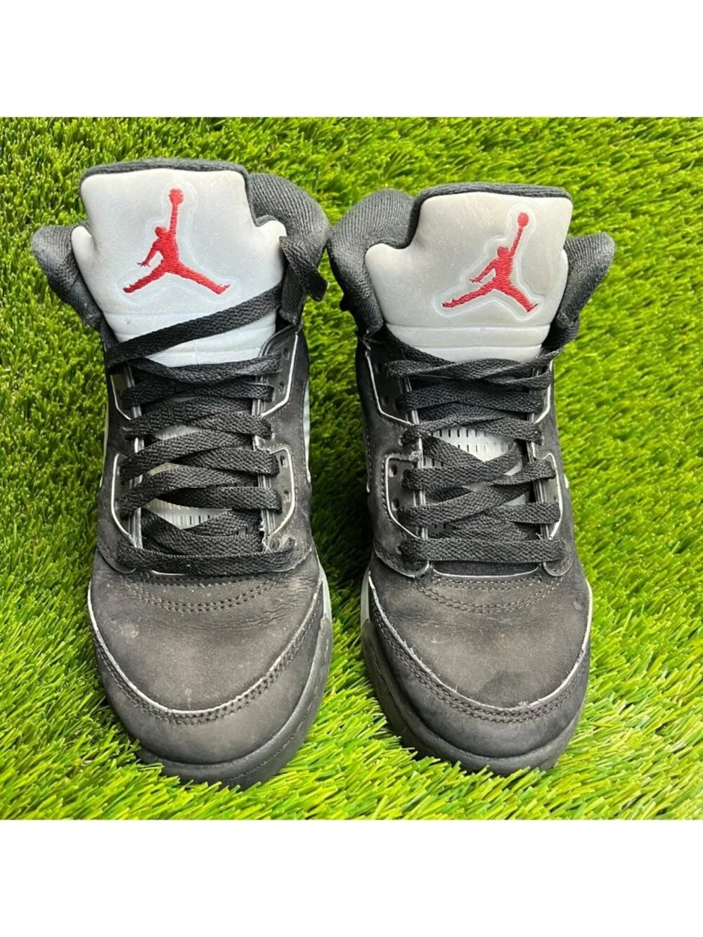 Nike Air Jordan 5 Retro OG Boys Size 4Y Black Athletic Basketball Shoes Sneakers